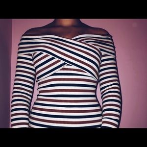 Striped off the shoulder top